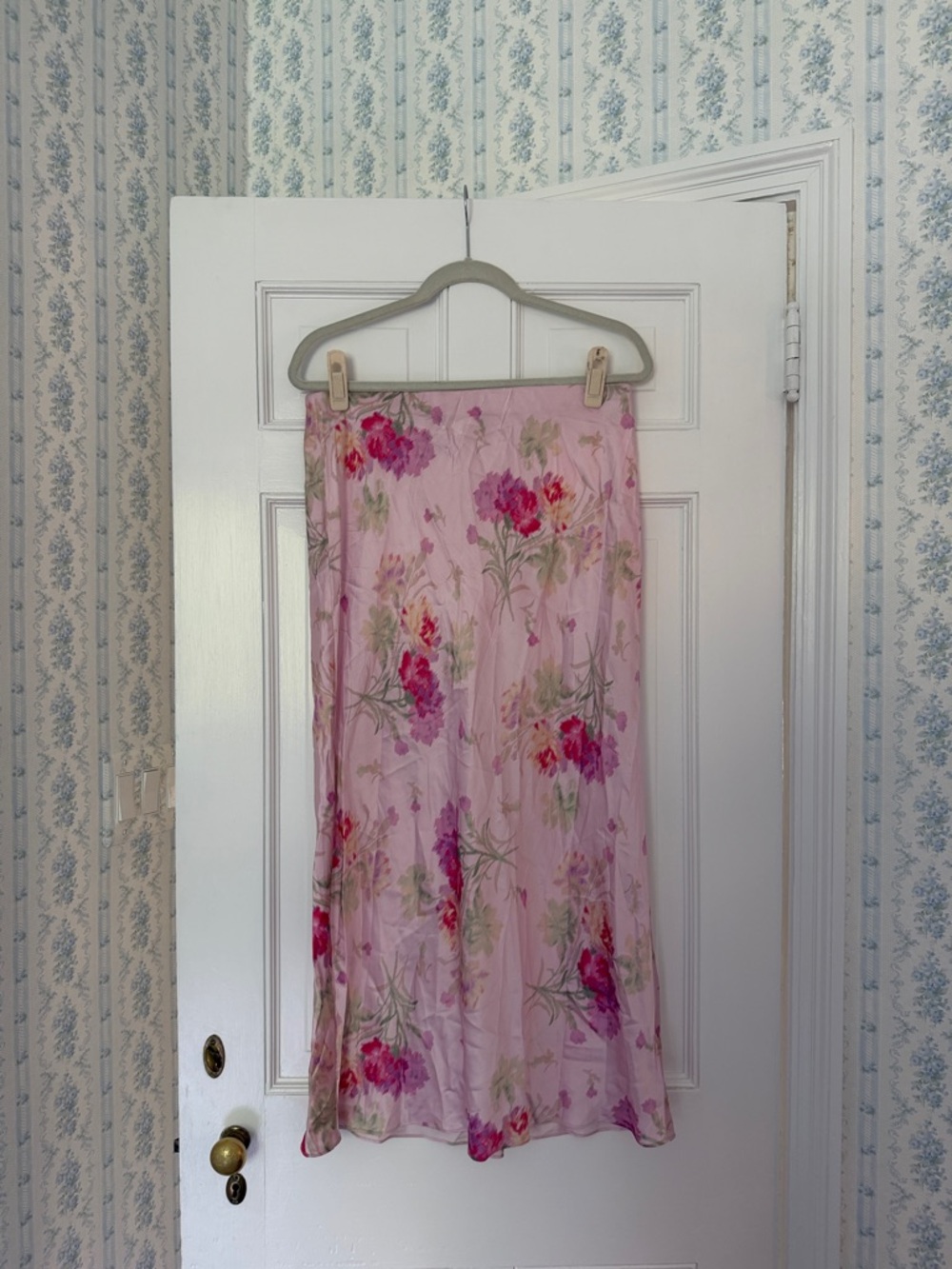 LoveShackFancy Pink Floral Castle Midi Skirt